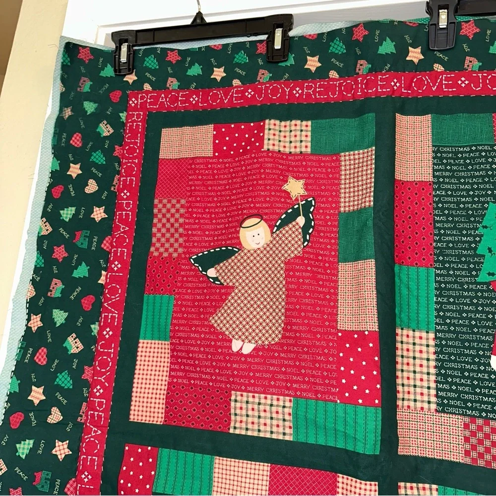 Project peace - unfinished Christmas lap blanket/wall hanging, 36 x 40“